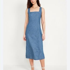 Denim Midi Dress Large 90s Style